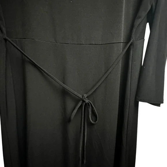 Motherhood Maternity Dress Sz Large Black Long Sleeve Stretch Waist Tie - Picture 8 of 11
